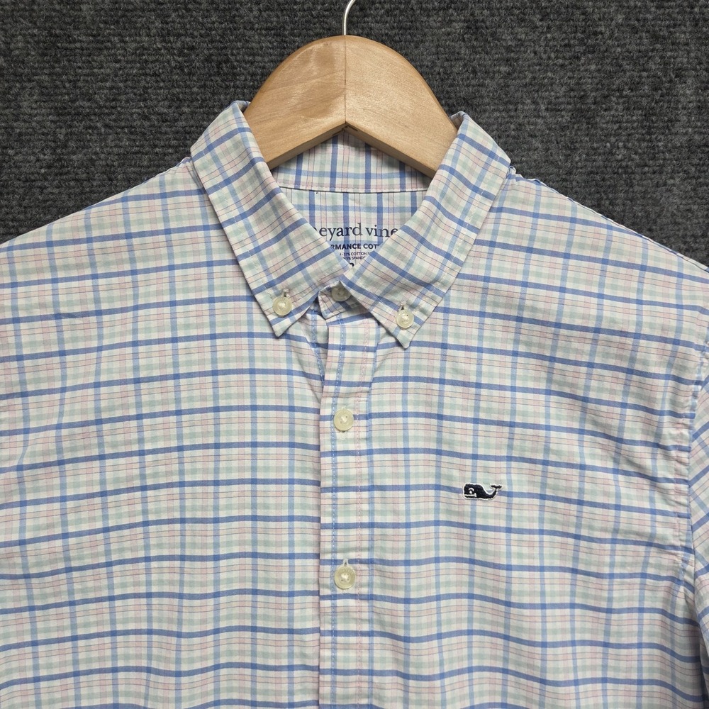 Vineyard Vines Shirt Boy Medium Plaid Performance Brrr Long Sleeve Button Down